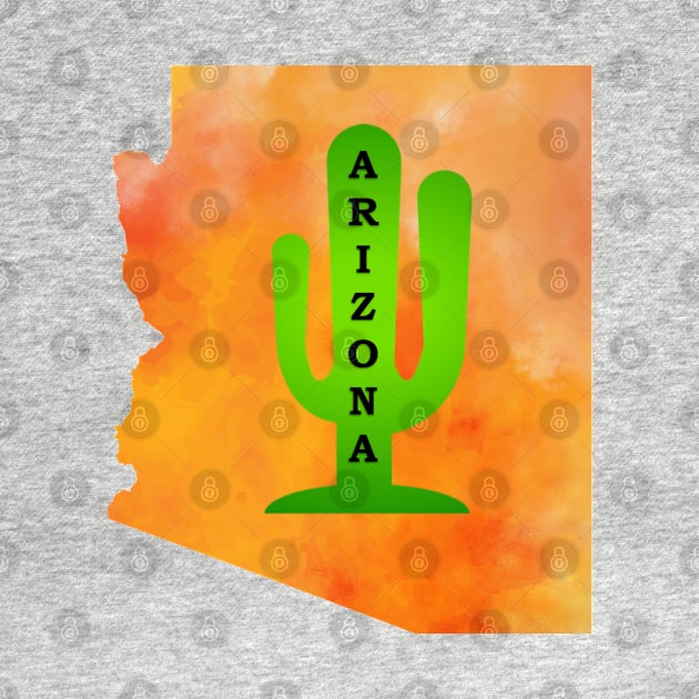 Arizona Cactus in a Sunset Sky State Map by Star58